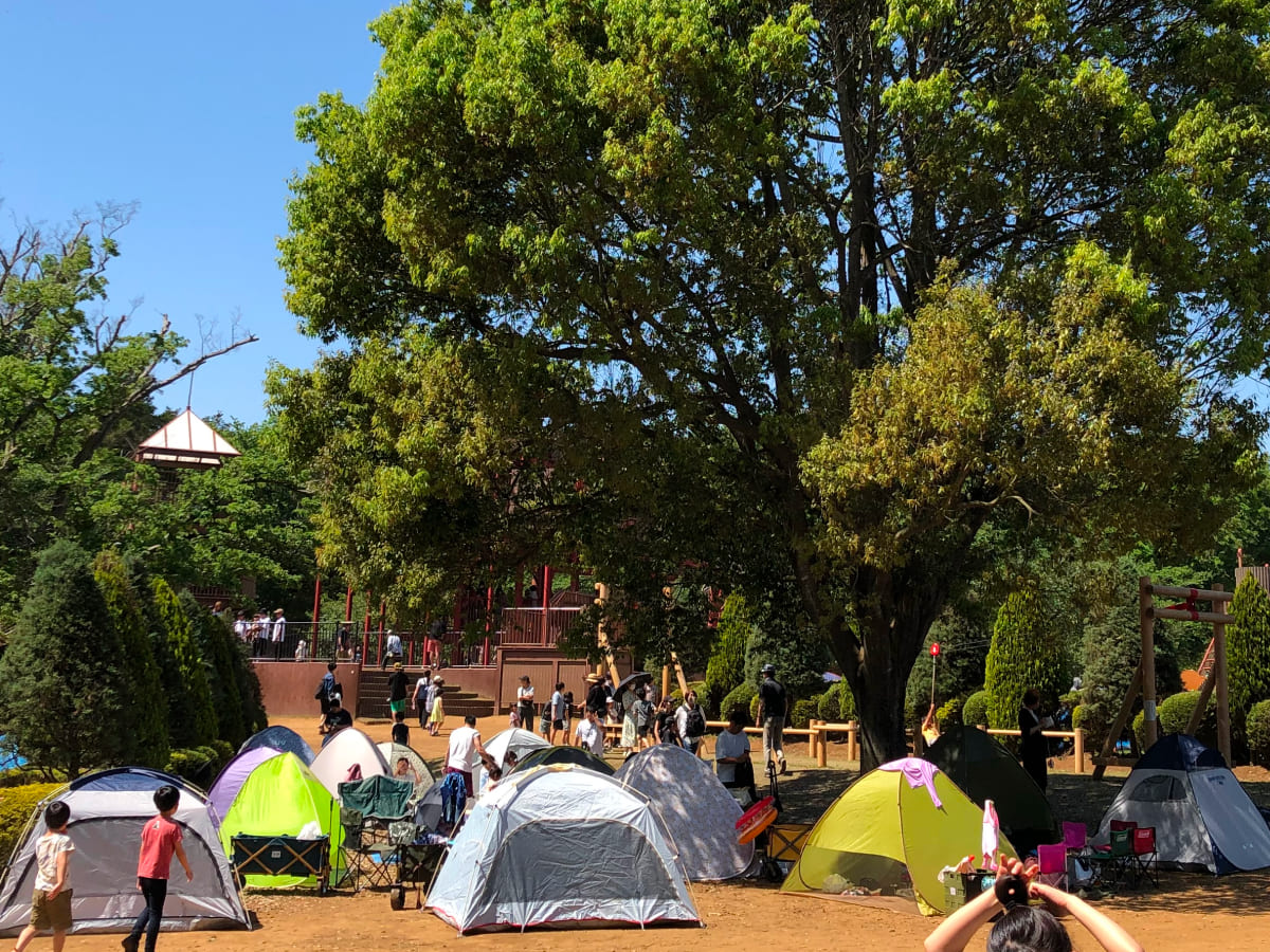 アンデルセン公園 ワンパク王国ゾーンのテント設置の様子