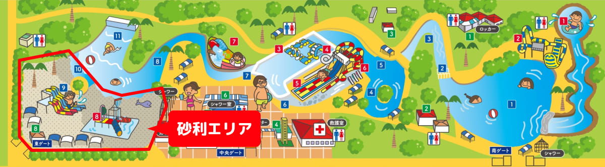 蓮沼ウォーターガーデン 園内マップの砂利エリア