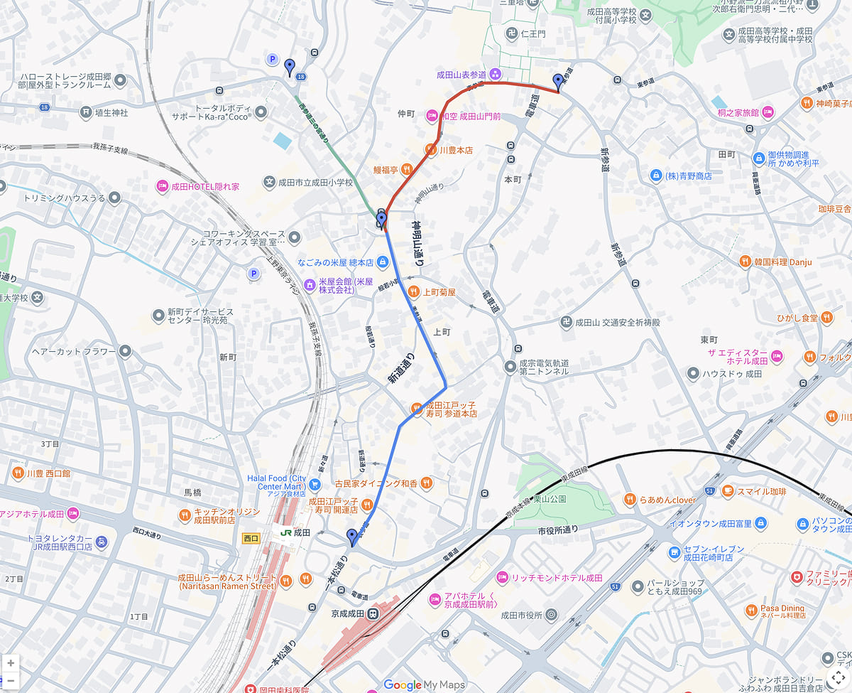 成田祇園祭 交通規制区域地図