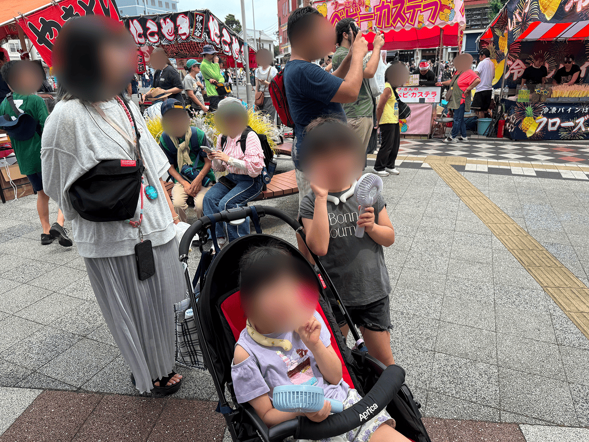 成田祇園祭 成田駅前ベビーカーで屋台(出店)巡り