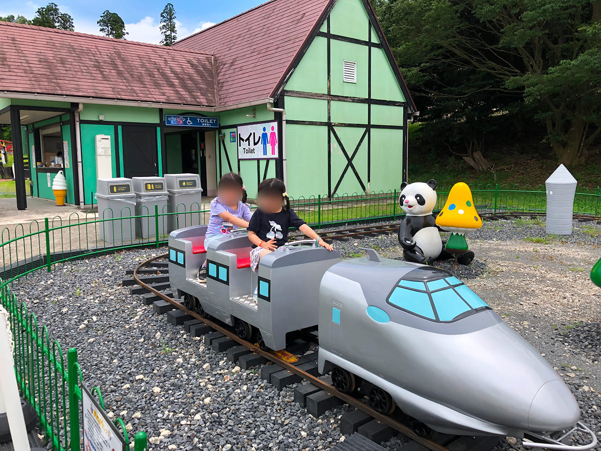東京ドイツ村 パークエリアの電車の乗り物で遊ぶ様子