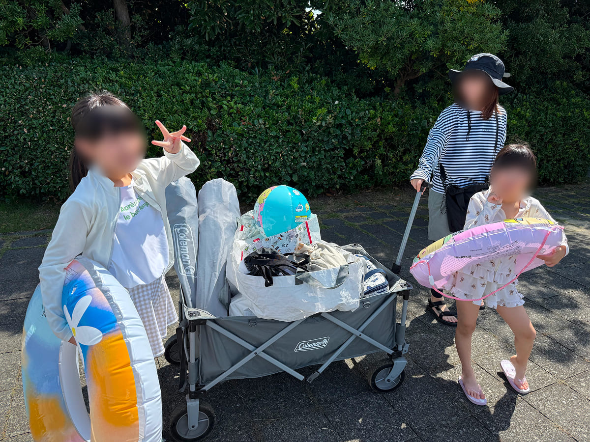 稲毛海浜公園プール 駐車場から入場ゲートへ行く途中