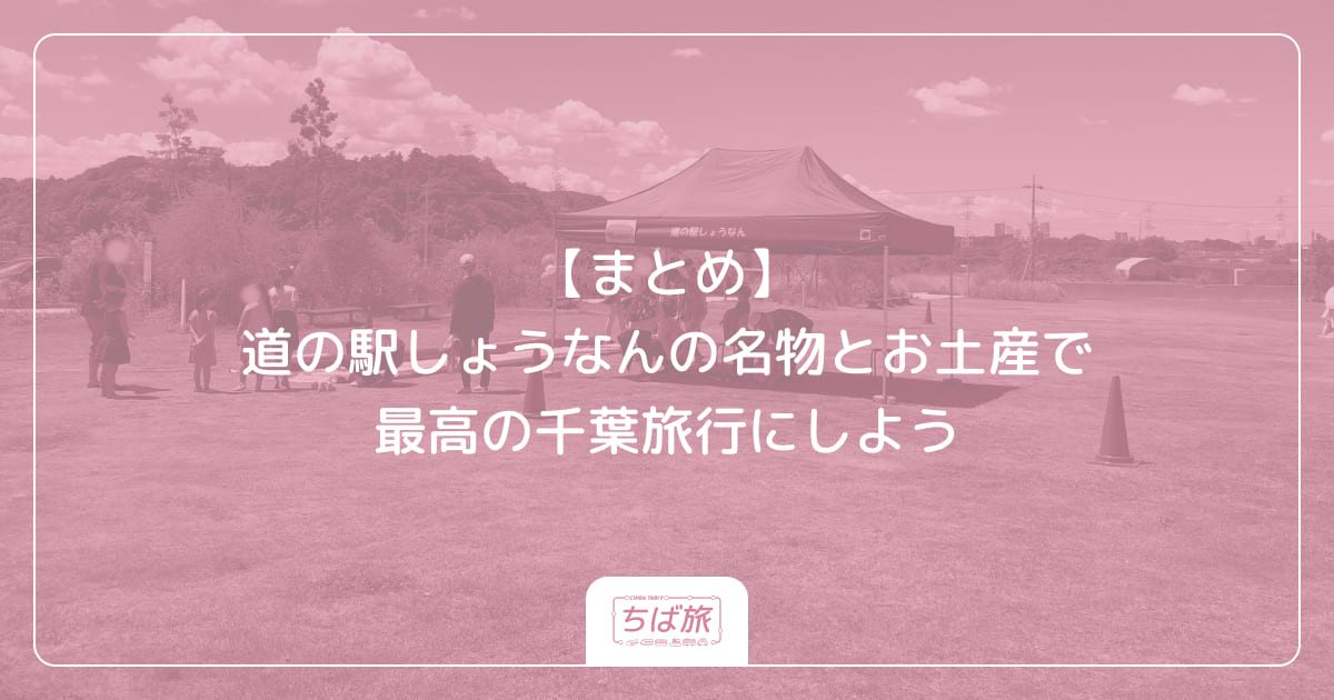 【まとめ】道の駅しょうなんの名物とお土産で最高の千葉旅行にしよう