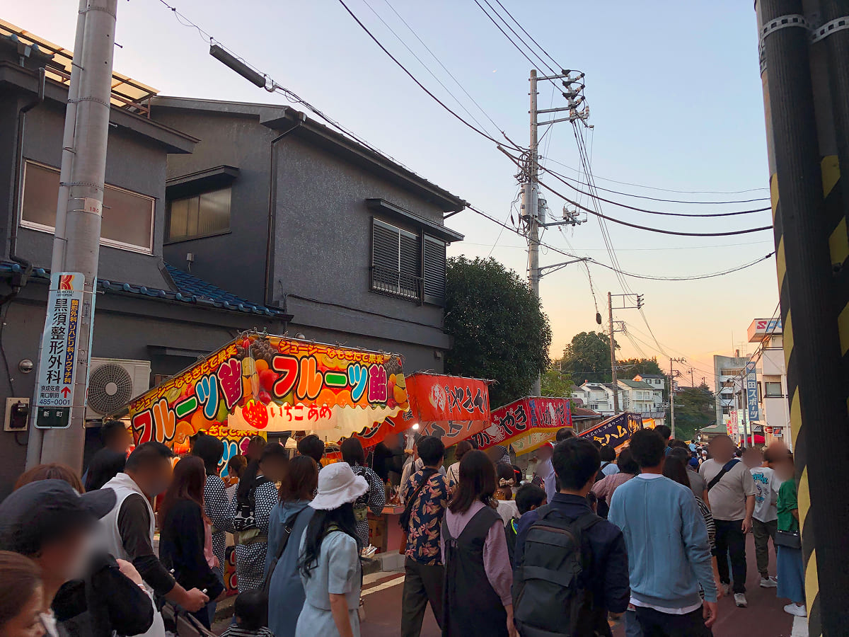 佐倉秋祭り 京成佐倉駅から美術館方面へ行く通りの出店(屋台)